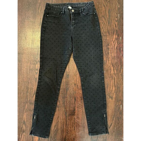y2k Vintage Cache Black Studded Jeans with Zipper Ankles Size 5 - Picture 5 of 14